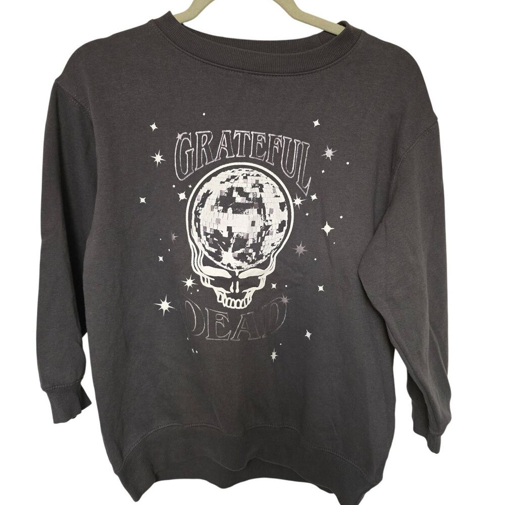 Grateful Dead Women's XL Disco Ball Skull Sweatshirt T&B Charcoal 2024 Deadhead